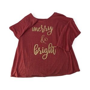 State of Mind Red Blouse with Gold Script